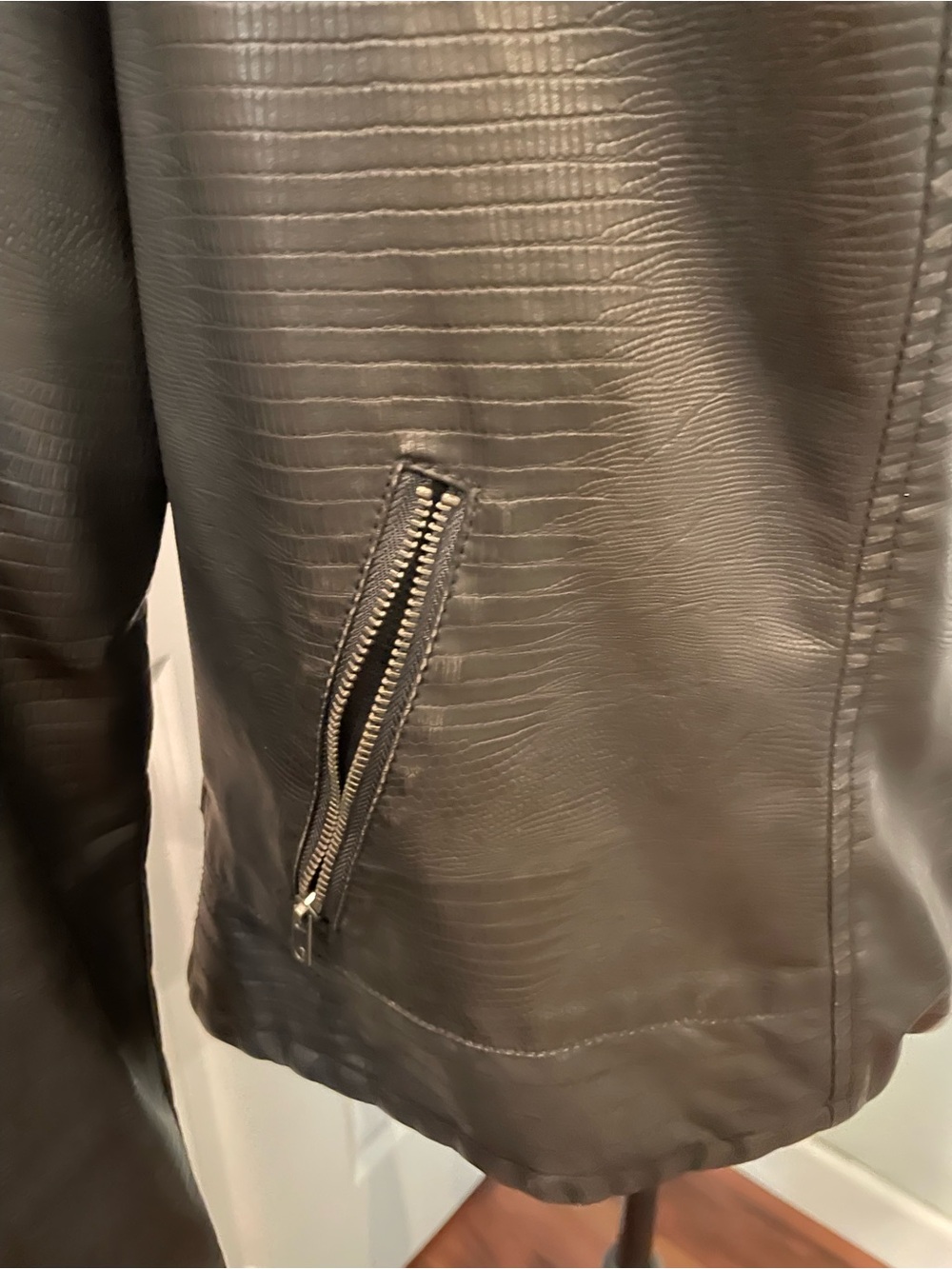 G by Giuliana Black Faux Leather Asymmetrical Jacket - Picture 5 of 8